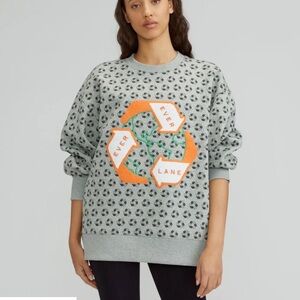 Everlane The Retrack Oversized Crew Earth Day Gray Pullover Sweatshirt